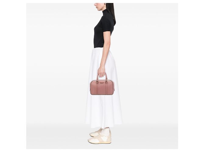 Borsa Satchel Gucci Small Microguccissima Rosa - vista 6