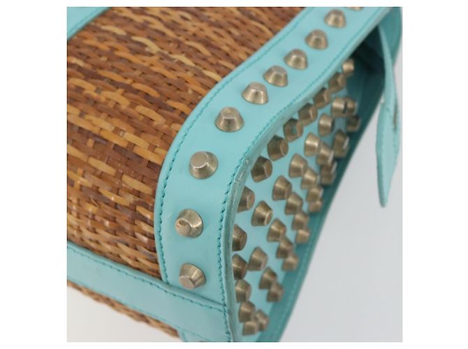 Borsa a mano FENDI in rafia Verde Menta Oro Auth 196379A D'oro - vista 11