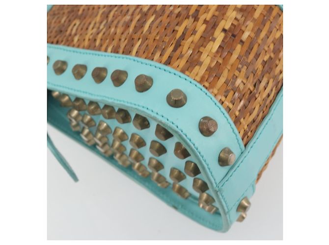 Borsa a mano FENDI in rafia Verde Menta Oro Auth 196379A D'oro - vista 12
