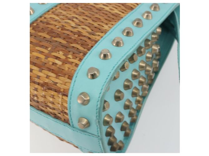 Borsa a mano FENDI in rafia Verde Menta Oro Auth 196379A D'oro - vista 13