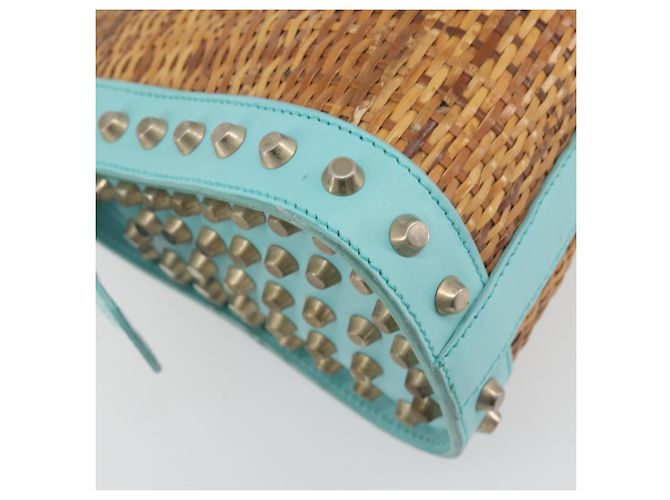 Borsa a mano FENDI in rafia Verde Menta Oro Auth 196379A D'oro - vista 14