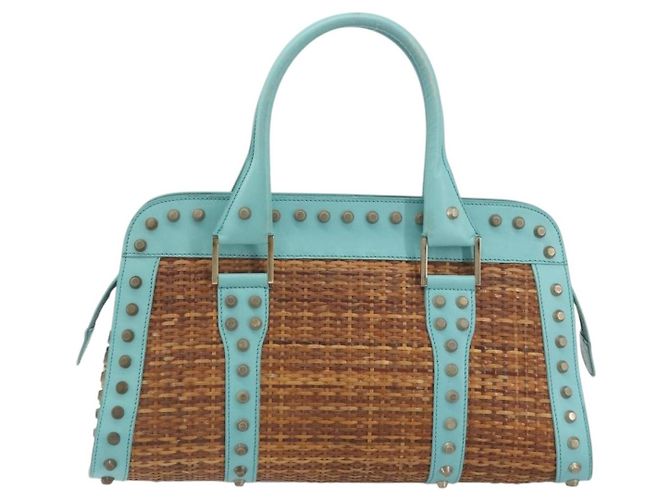 Borsa a mano FENDI in rafia Verde Menta Oro Auth 196379A D'oro - vista 2