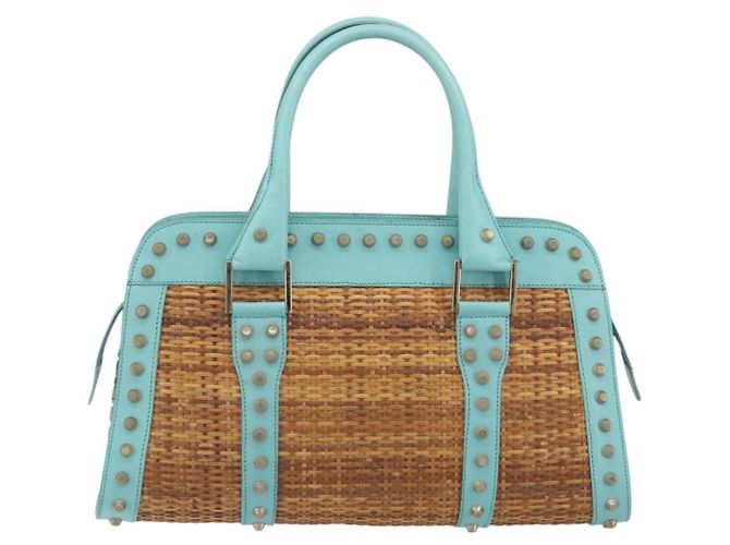 Borsa a mano FENDI in rafia Verde Menta Oro Auth 196379A D'oro - vista 3