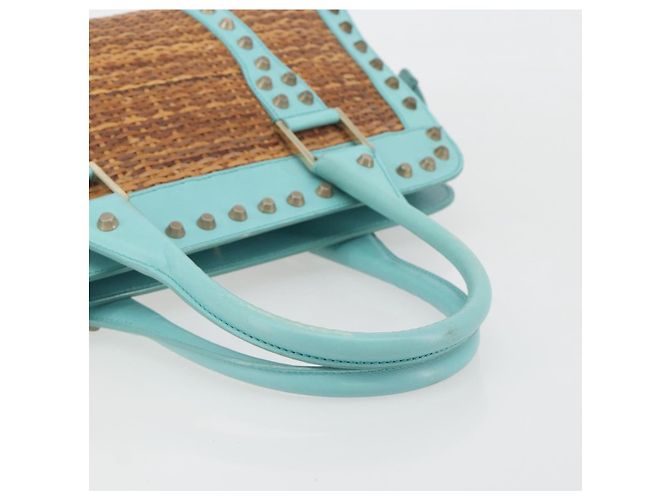 Borsa a mano FENDI in rafia Verde Menta Oro Auth 196379A D'oro - vista 7