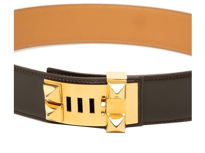 Hermès Collier de Chien Gürtel aus Box Calf Leder, braun 70 - Ansicht 9