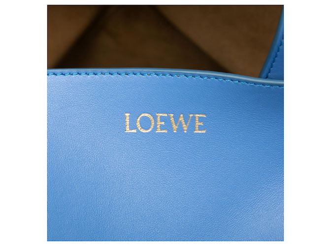 Tote Puzzle Fold LOEWE Large in vitello lucido blu - vista 5