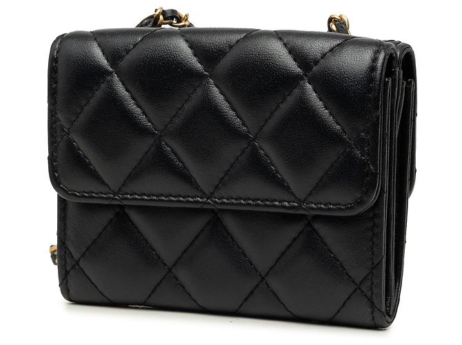 Black Chanel CC gesteppte Lammleder Kartenhalter Crossbody Bag Schwarz - Ansicht 2