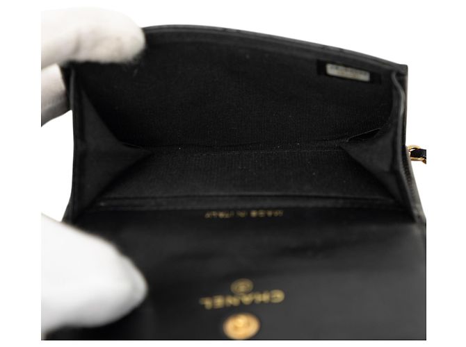 Black Chanel CC gesteppte Lammleder Kartenhalter Crossbody Bag Schwarz - Ansicht 4