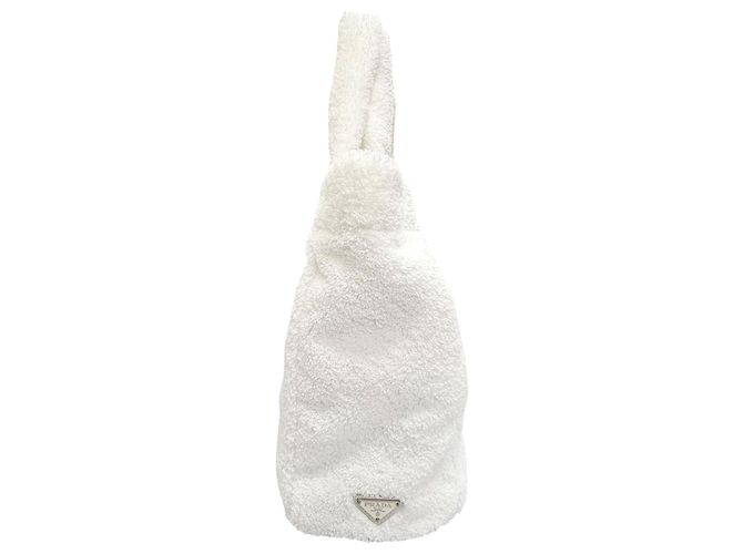 Borsa Tote Prada Spugna in spugna bianca con logo Bianco - vista 8