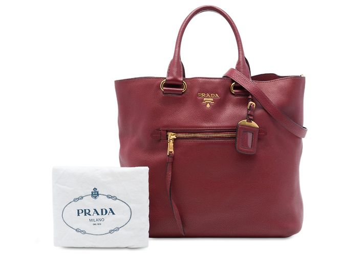 Borsa Tote Convertibile Aperta Prada Vitello Daino Rossa Rosso - vista 7