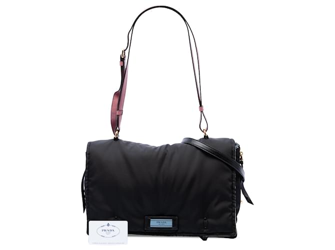 Borsa Prada Tessuto Etiquette nera Nero - vista 7