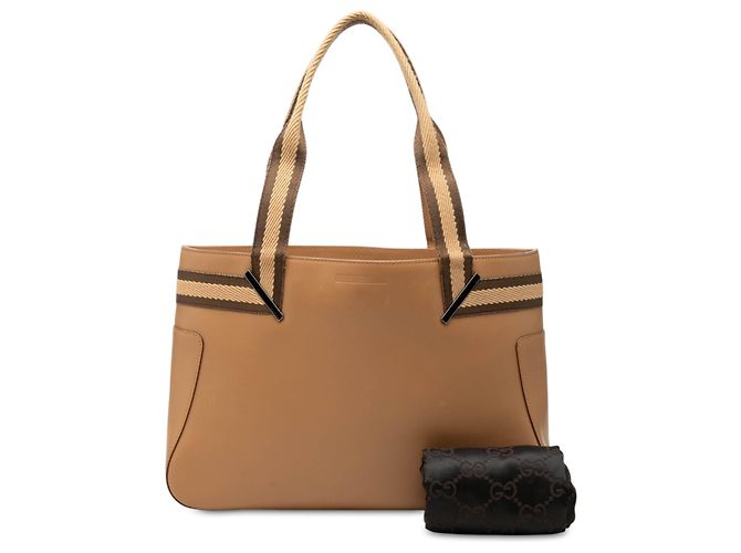 Borsa Gucci Web in pelle di vitello marrone - vista 7