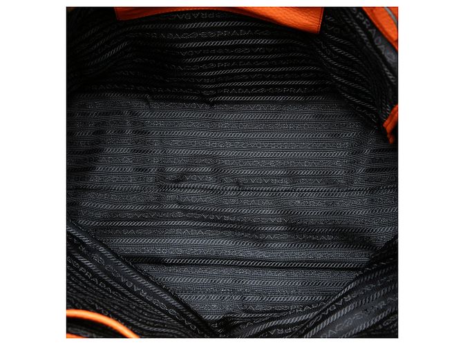 Prada Vitello Daino Orange Convertible Tote Satchel mit Fronttasche - Ansicht 4