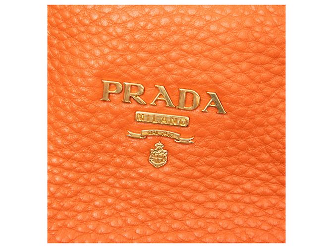 Prada Vitello Daino Orange Convertible Tote Satchel mit Fronttasche - Ansicht 5