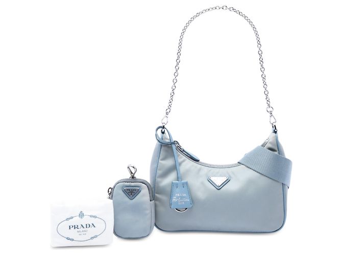 Borsa Blue Prada Saffiano Trimmed Tessuto Re Edition 2005 Satchel - vista 7