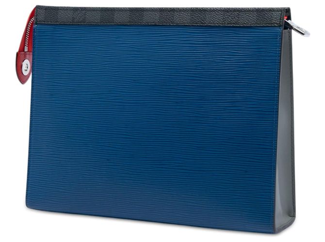Borsa a Mano Louis Vuitton Epi Damier Graphite Pochette Voyage MM Blu - vista 2