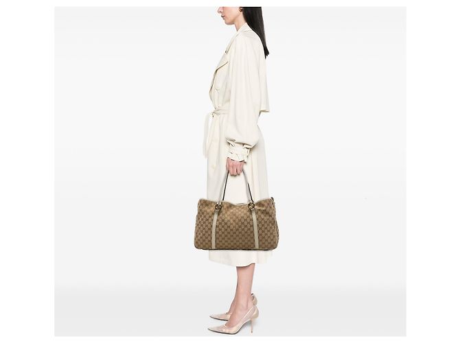 Borsa Tote Gucci Large GG Canvas Twins Beige - vista 6