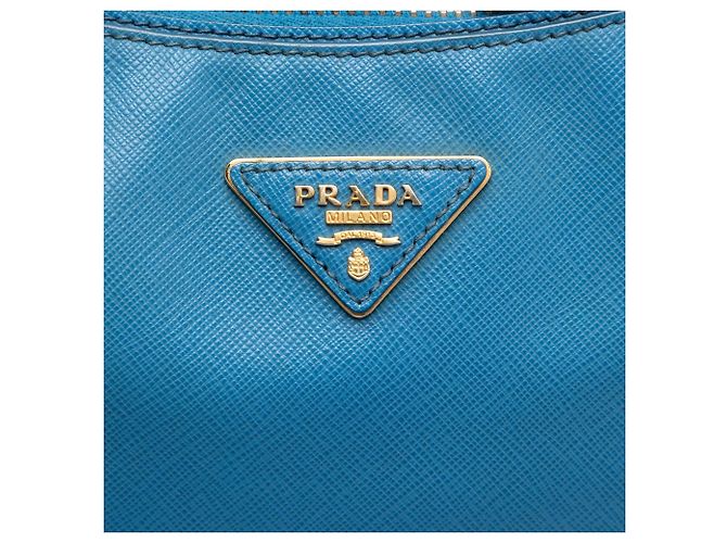 Borsa a tracolla Prada Saffiano Lux Blu - vista 5