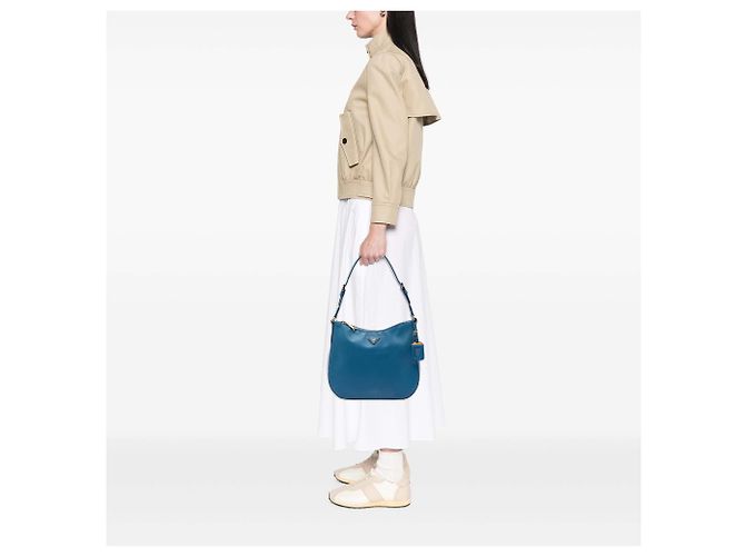 Borsa a tracolla Prada Saffiano Lux Blu - vista 6