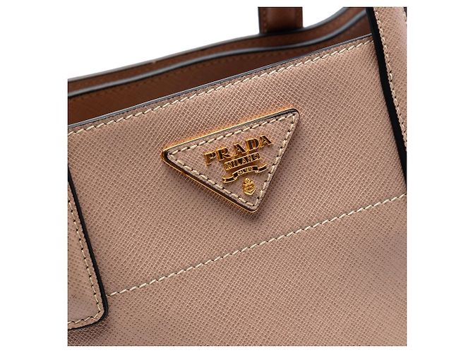 Borsa Tote Prada Saffiano Soft con tripla tasca marrone - vista 5