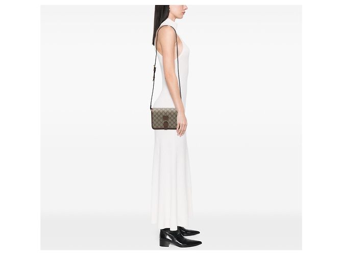 Borsa a tracolla Gucci Mini GG Supreme Interlocking G Beige - vista 6