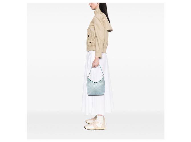 Sac à épaule en daim bleu Gucci Square G - vue 6