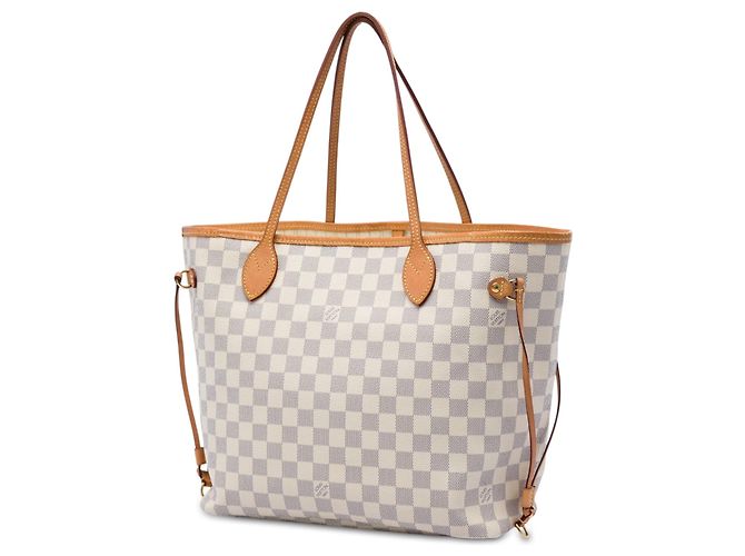 Borsa Tote Louis Vuitton Damier Azur Neverfull MM bianca Bianco - vista 2