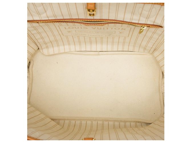 Borsa Tote Louis Vuitton Damier Azur Neverfull MM bianca Bianco - vista 4