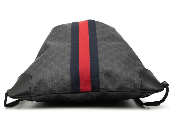 Black Gucci GG Supreme Web Drawstring Backpack - view 3