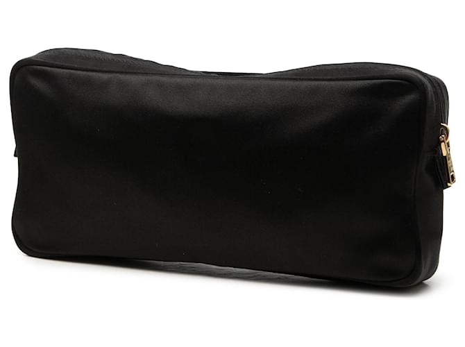 Borsa Clutch Prada in raso nero con zip multiple - vista 2
