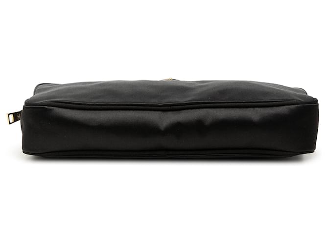 Borsa Clutch Prada in raso nero con zip multiple - vista 3