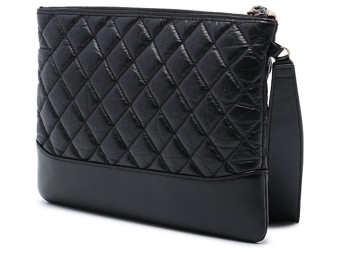 Clutch Chanel Medium Gabrielle O Case in vitello invecchiato nero - vista 2