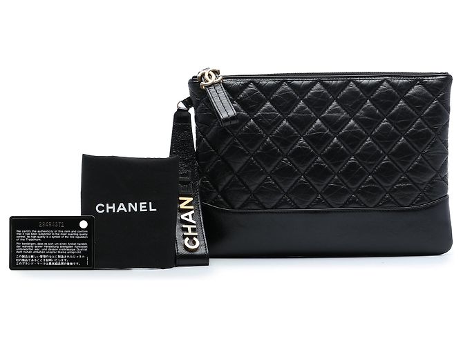 Clutch Chanel Medium Gabrielle O Case in vitello invecchiato nero - vista 7