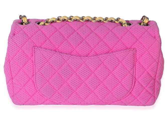 Gabrielle Borsa Chanel Medium Flap in jersey traforato matelassé rosa - vista 4