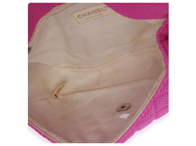 Gabrielle Borsa Chanel Medium Flap in jersey traforato matelassé rosa - vista 5