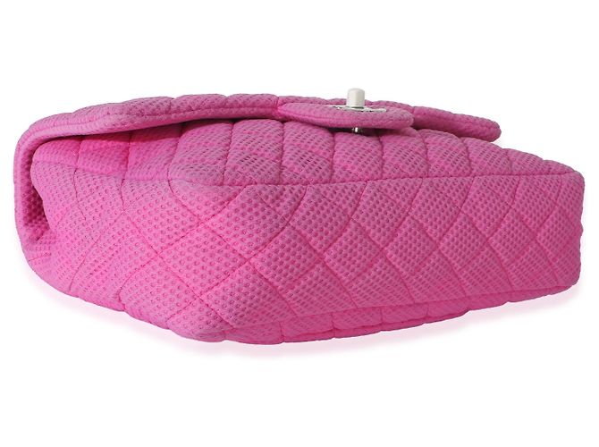 Gabrielle Borsa Chanel Medium Flap in jersey traforato matelassé rosa - vista 6