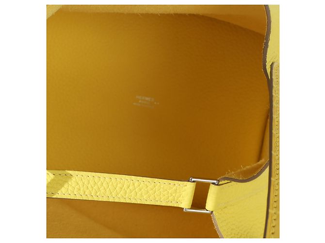 Hermès Lime Mimosa Clemence Niloticus Crocodile Touch Picotin Lock 22 PHW Giallo - vista 5