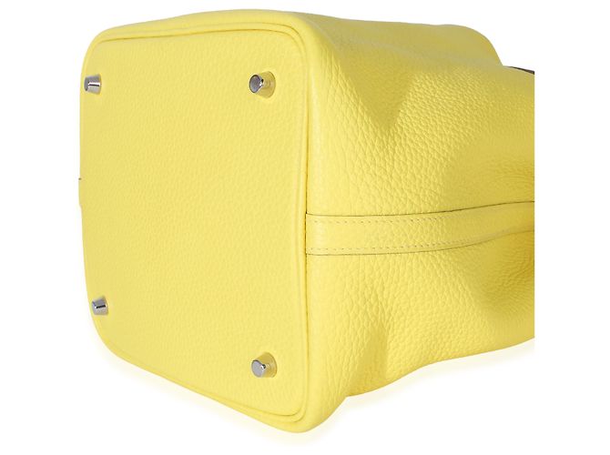 Hermès Lime Mimosa Clemence Niloticus Crocodile Touch Picotin Lock 22 PHW Giallo - vista 6