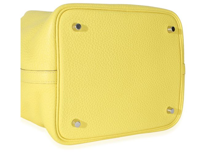 Hermès Lime Mimosa Clemence Niloticus Crocodile Touch Picotin Lock 22 PHW Giallo - vista 7