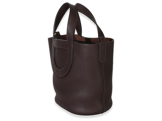 Hermès Rouge Sellier Clemence Swift In-The-Loop 18 GHW Marrone - vista 3