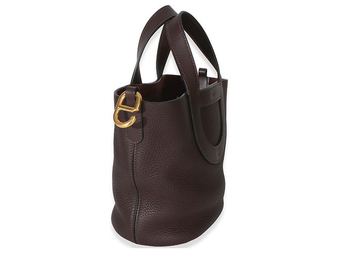Hermès Rouge Sellier Clemence Swift In-The-Loop 18 GHW Marrone - vista 4