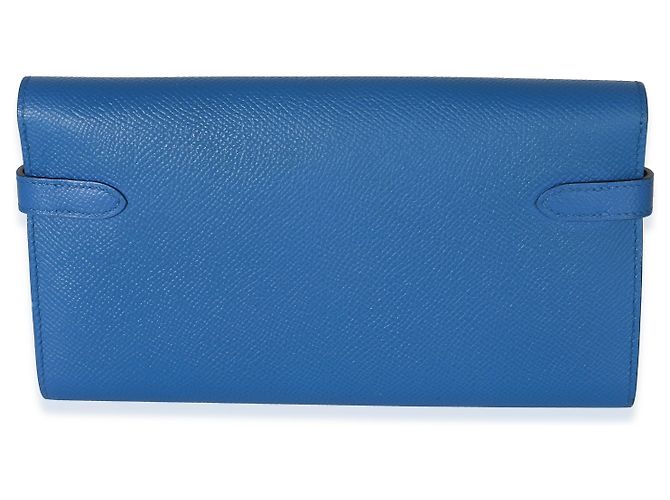 Portafoglio Hermès Kelly Longue in pelle Epsom Bleu Hydra GHW - vista 2