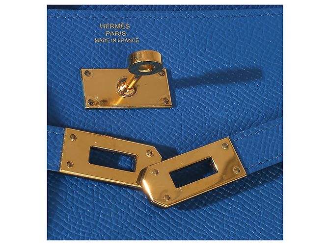 Portafoglio Hermès Kelly Longue in pelle Epsom Bleu Hydra GHW - vista 4