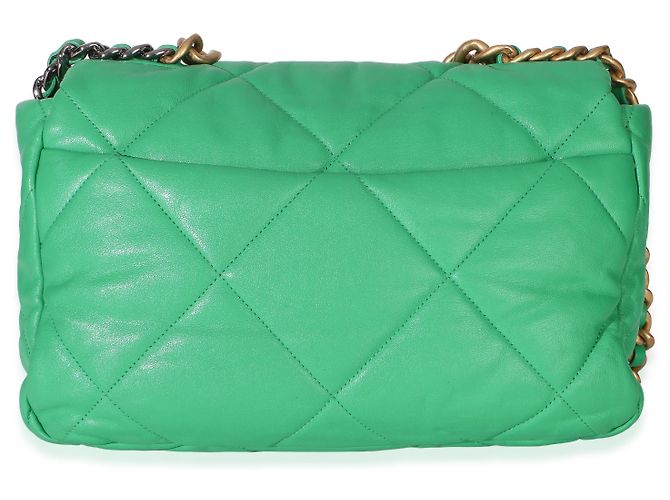 Chanel 19 Large Klappentasche aus grünem gestepptem Lammleder Chanel - Ansicht 2