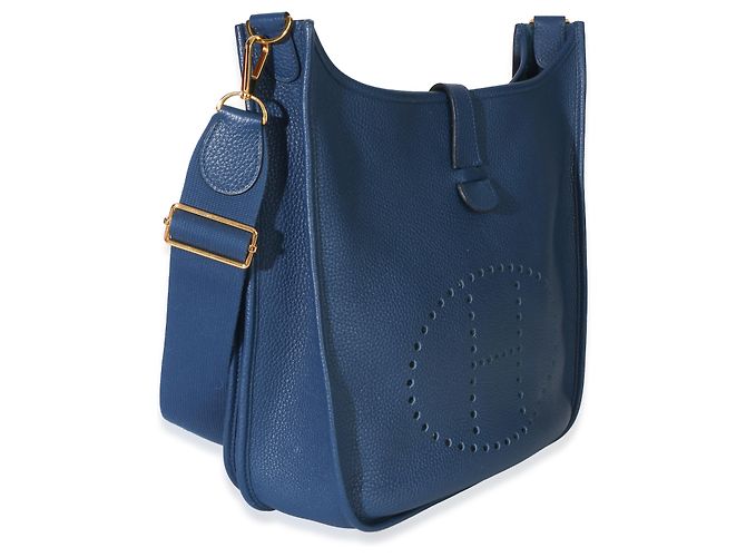 Hermès Blue Agate Clemence Evelyne 33 GM GHW - vista 4
