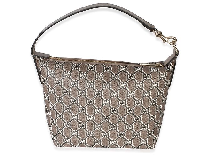 Gucci Taupe GG Shadow Monogram Canvas Super Mini Ophidia Hobo Marrone - vista 2