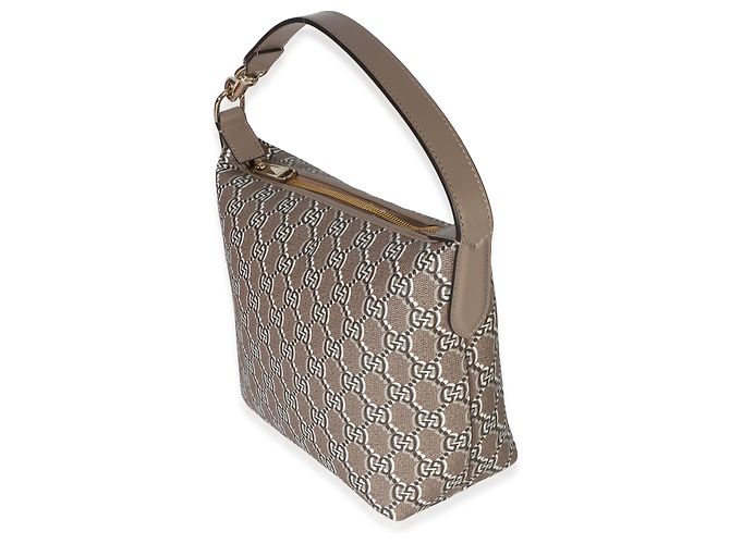 Gucci Taupe GG Shadow Monogram Canvas Super Mini Ophidia Hobo Marrone - vista 3
