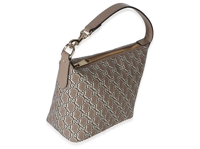 Gucci Taupe GG Shadow Monogram Canvas Super Mini Ophidia Hobo Marrone - vista 4