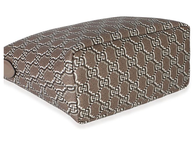 Gucci Taupe GG Shadow Monogram Canvas Super Mini Ophidia Hobo Marrone - vista 7