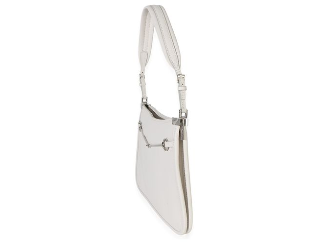 Gucci Horsebit schmale Schultertasche aus weißem Kalbsleder - Ansicht 3